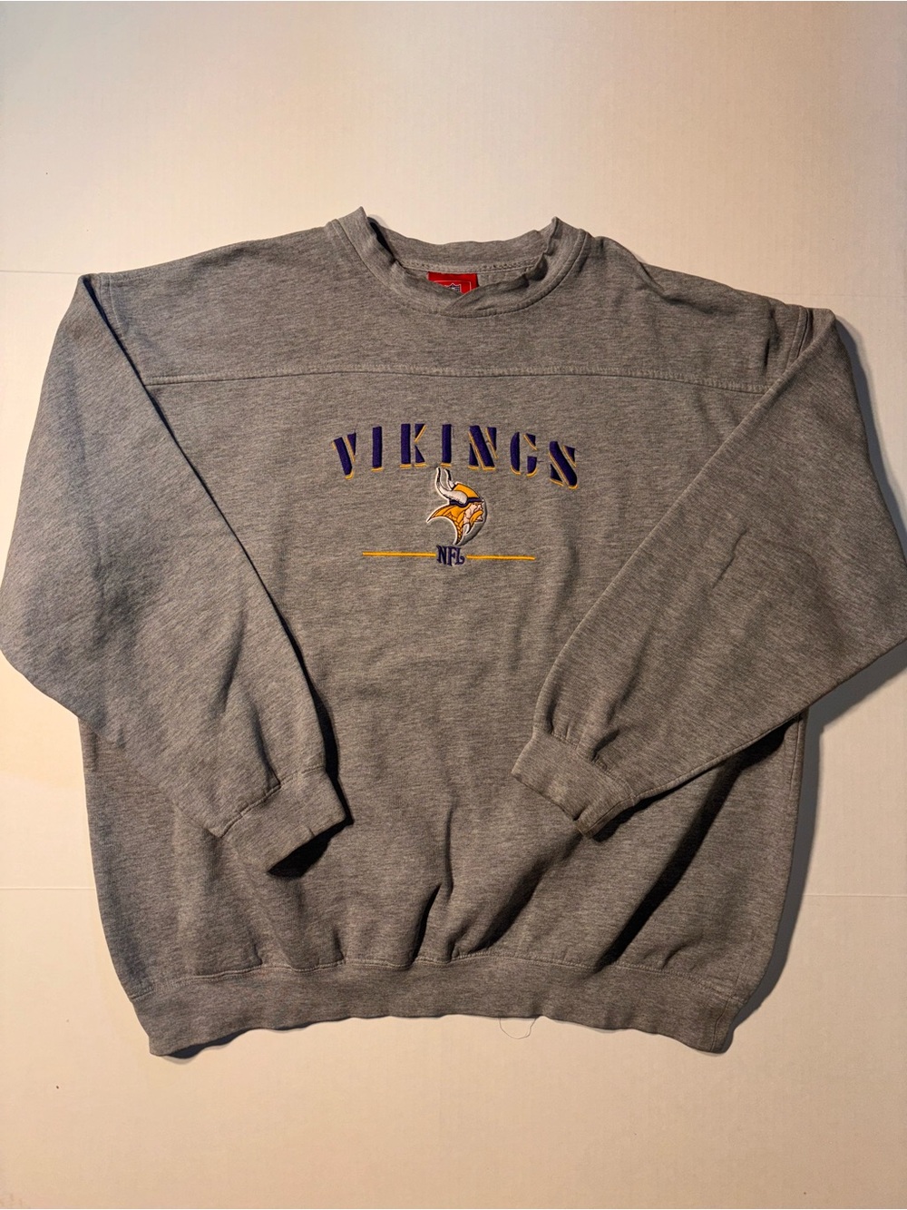 Vtg Minnesota Vikings Embroidered Spellout 90’s NFL Crewneck Sweatshirt XXL